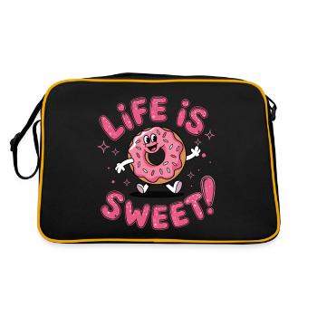 Life Is Sweet – Donut Design - Retro Bag - black/gold - Back
