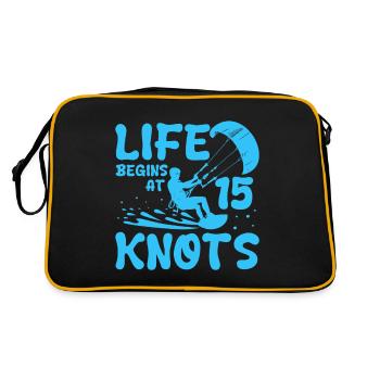 Life Begins At 15 Knots Kiteboard Surfing - Retro Bag - black/gold - Back