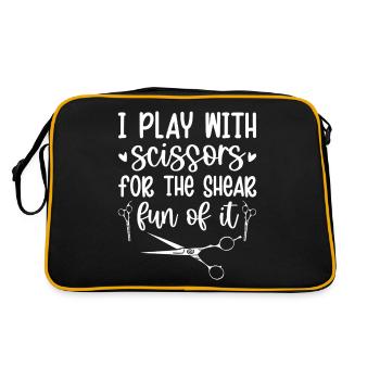 I Play Scissors For The Shear Fun Of It - Retro Bag - black/gold - Back