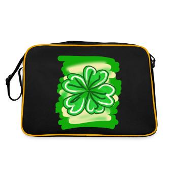 Trèfle peint à la main feuille porte-bonheur St Patrick - Sac Retro - noir/or - Dos
