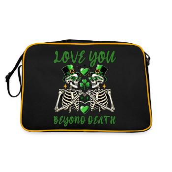 St. Patrick's Day Skelette - LOVE YOU BEYOND DEATH - Retro Tasche - Schwarz/Gold - Hinten