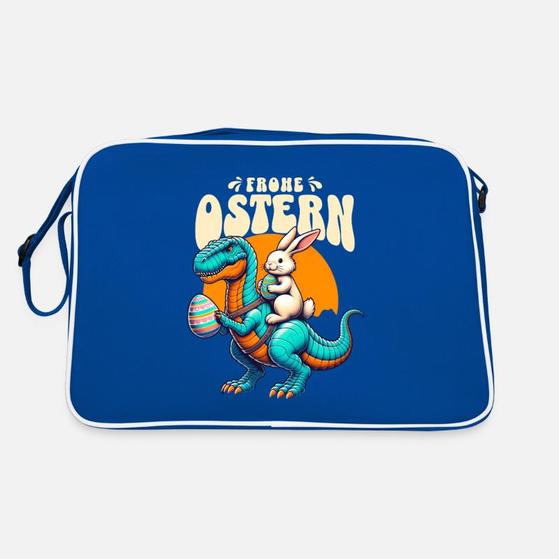 Easter Bunny Riding Dinosaur with Easter Egg Retro Bag