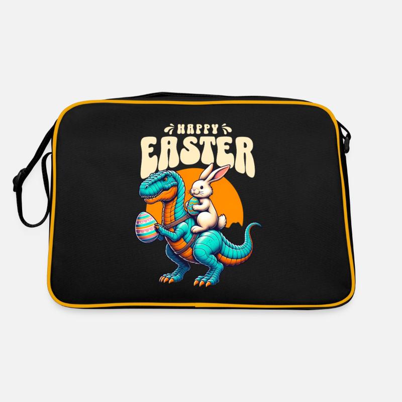 Lapin de Pâques chevauchant un dinosaure avec un œuf de Pâques Sac Retro