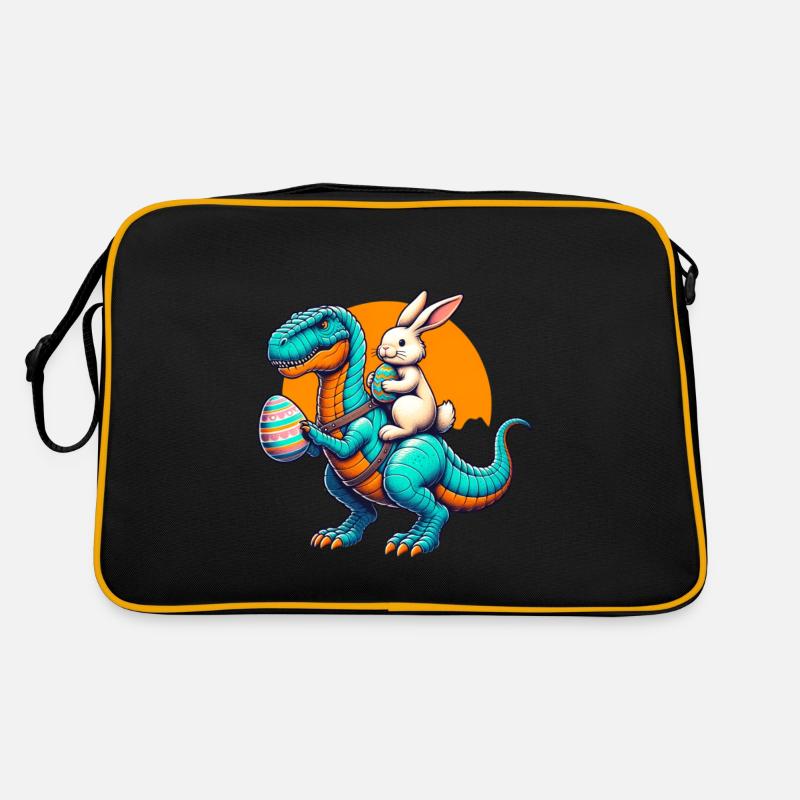 Easter Bunny Riding Dinosaur with Easter Egg Retro Bag