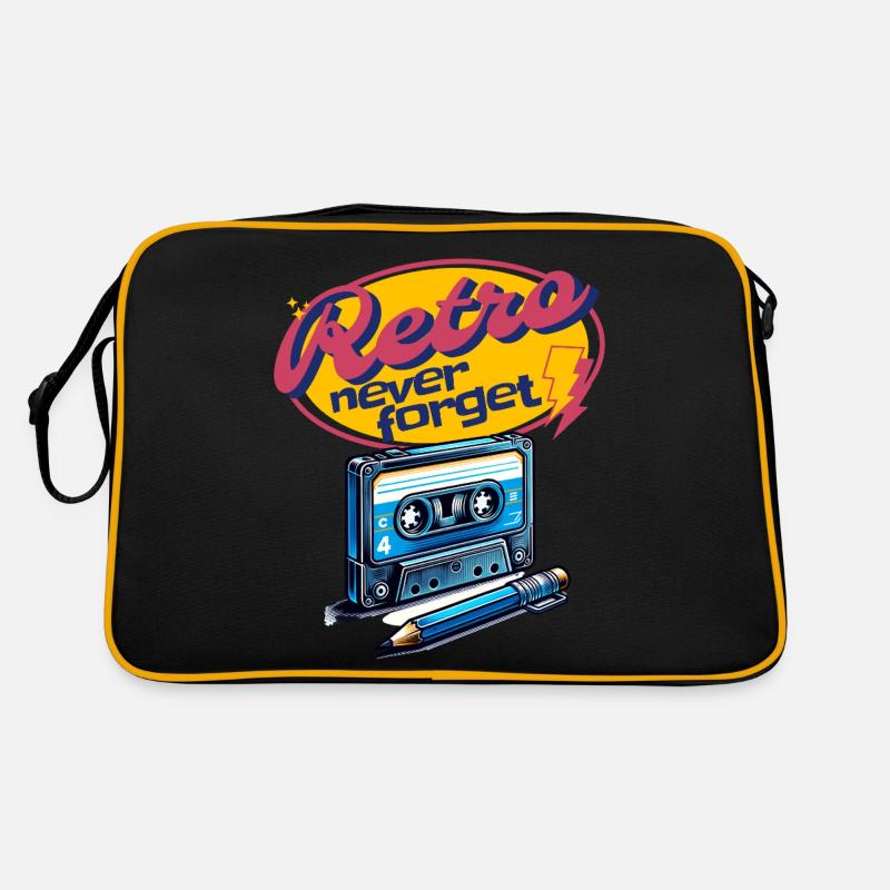 Retro Kassette und Stift Never Forget cool Fun Retro Tasche