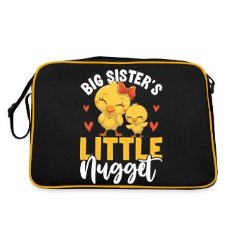 Big Sister's Little Nugget Küken Motiv - Retro Tasche - Schwarz/Gold - Hinten