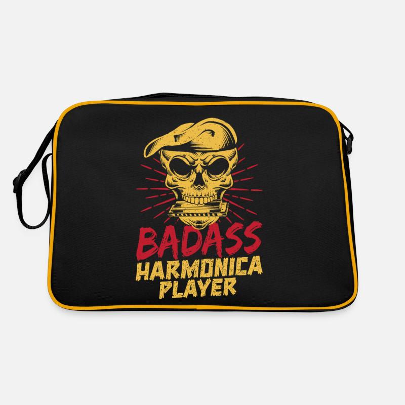 Funny Harmonica Player Badass Harmonica Retro Tasche
