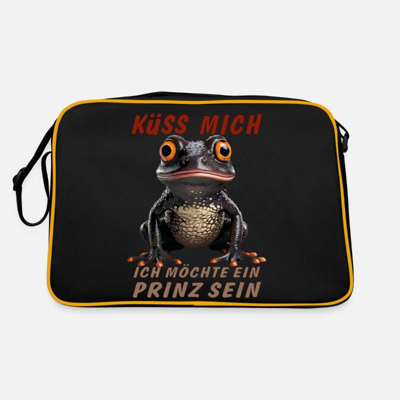 FROSCH KÜSS MICH MÖCHTE PRINZ SEIN - Retro Tasche - Schwarz/Gold