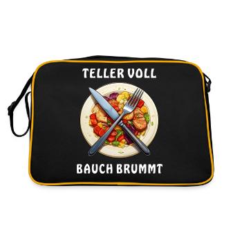 Dinner plate PLATE FULL BELLY BUZZES - Retro Bag - black/gold - Back