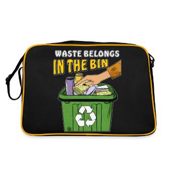 GARBAGE CAN WASTE BELONGS IN THE BIN - Retro Bag - black/gold - Back