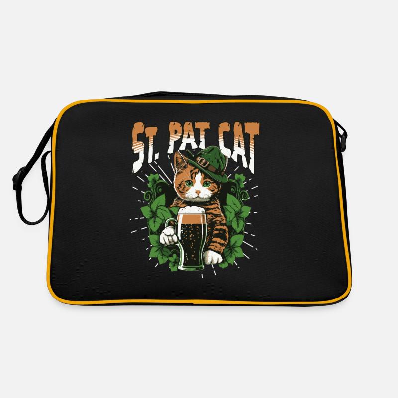 Funny St. Patrick's Day Drinking Cat Retro Bag