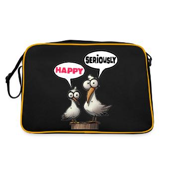 Die Bäädden Möwen - Möwe omg seriously - Retro Tasche - Schwarz/Gold - Hinten