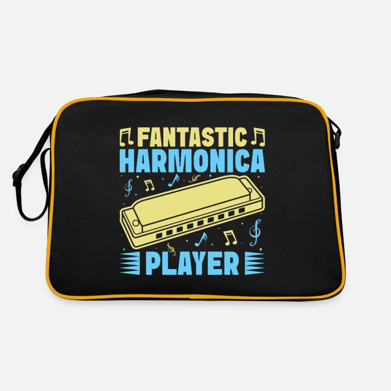Funny Harmonica Player Fantastic Player Harmonica Retro Tasche