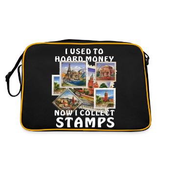 NOW I COLLECT STAMPS - Retro Bag - black/gold - Back