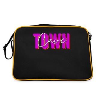 Cave Town Schriftzug in Neonfarben mit Modernem - Retro Tasche - Schwarz/Gold - Hinten