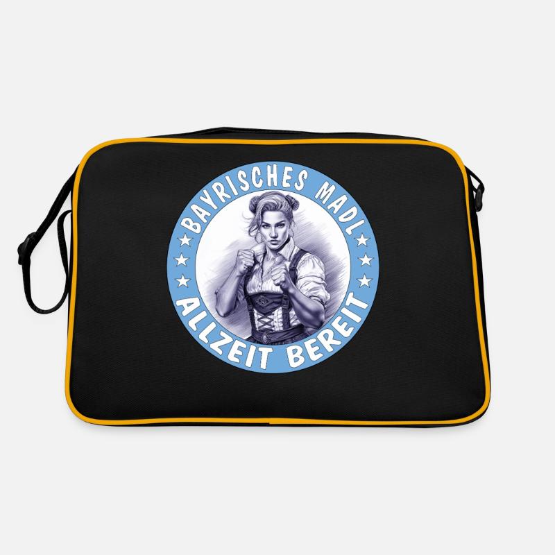 FRAU BAYRISCHES MADL ALLZEIT BEREIT - Retro Tasche - Schwarz/Gold
