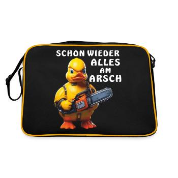 SCHON WIEDER ALLES AM ARSCH - Retro Tasche - Schwarz/Gold - Hinten