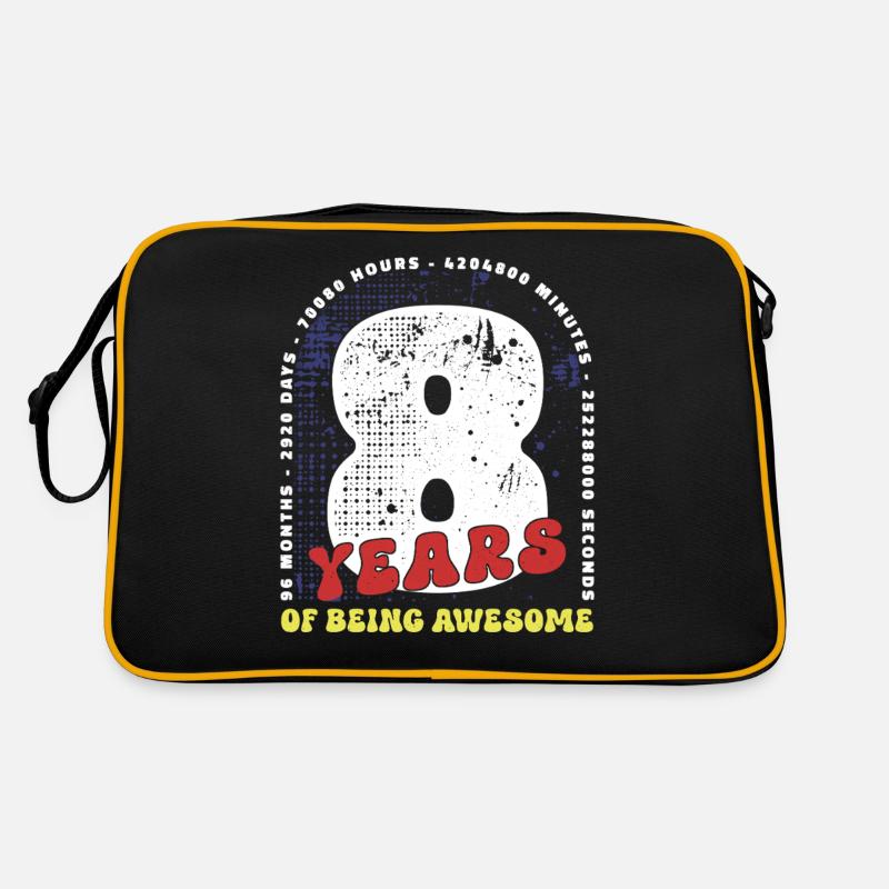 8 ans Anniversaire Mois Jours Heures Minutes Sac Retro