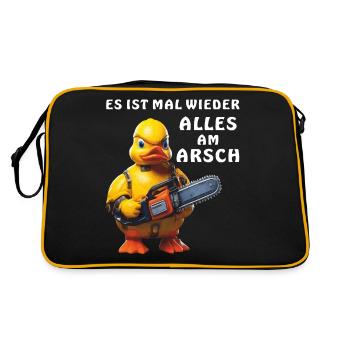 ENTE KETTENSÄGE ALLES AM ARSCH - Retro Tasche - Schwarz/Gold - Hinten