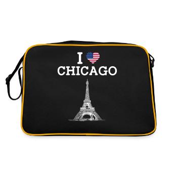 J’aime la tour de Chicago Amoureux du drapeau des États-Unis Tour Eiffel - Sac Retro - noir/or - Dos