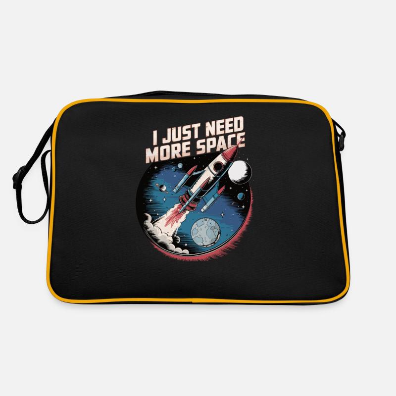 I Just Need More Space – Rocket - Retro Tasche - Schwarz/Gold