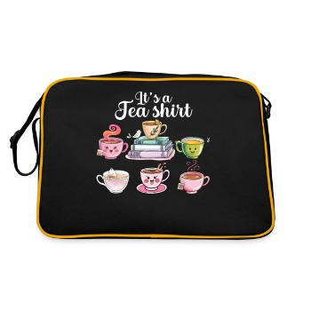 Funny Tea Cups Illustration With Lettering - Retro Bag - black/gold - Back