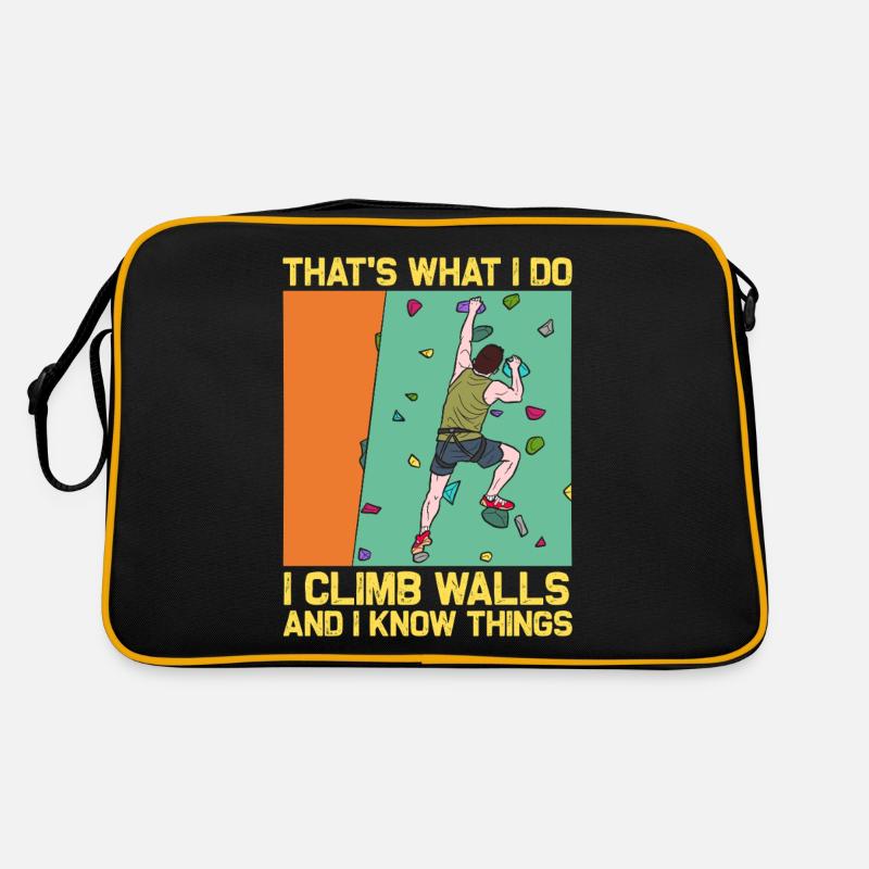 Climbing and Knowledge: Wall Climber Saying Retro Bag