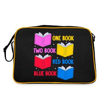 one book two book red book blue book Design for a - Retro Tasche - Schwarz/Gold - Hinten