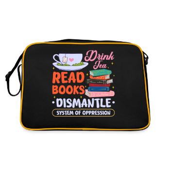 drink tea read books dismantle system Design - Retro Bag - black/gold - Back