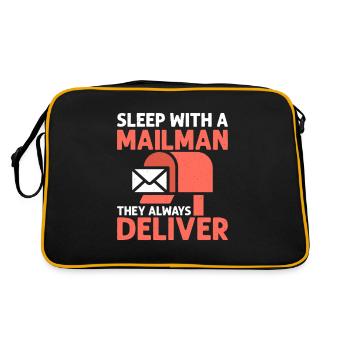Sleep With A Mailman Mail Carrier Postal Worker - Retro Bag - black/gold - Back