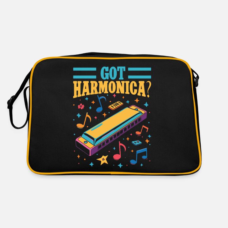 Funny Harmonica Player Got Harmonica Retro Tasche