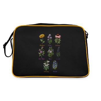 Collection d’herbes et de fleurs botaniques - Sac Retro - noir/or - Dos