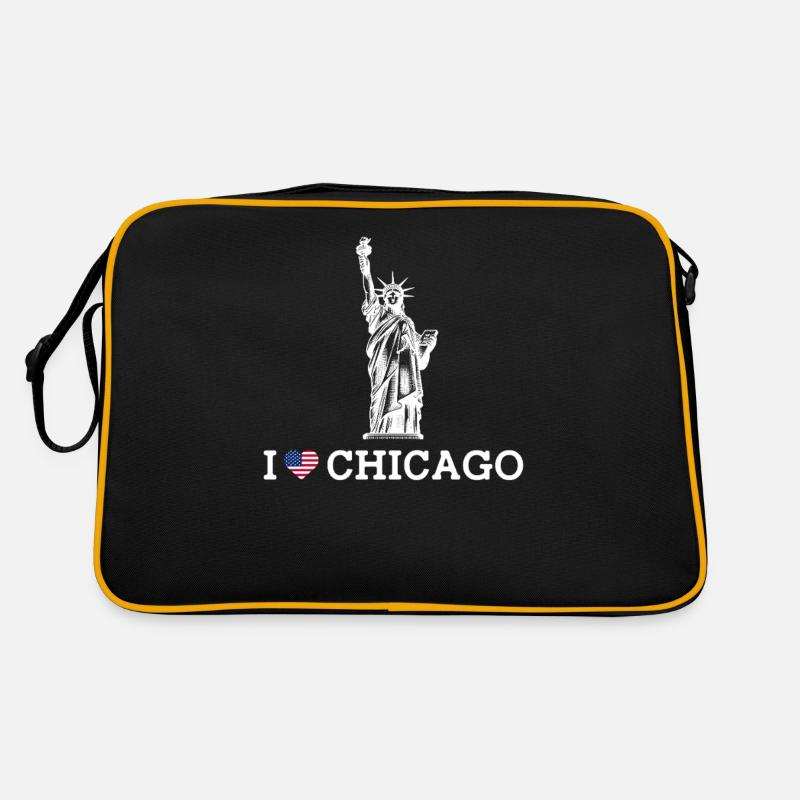 J’aime Chicago Cool Statue De La Liberté Coeur Drapeau Sac Retro