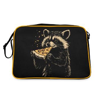 Raton laveur mangeant de la pizza - Sac Retro - noir/or - Dos