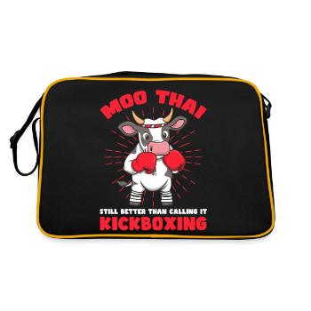 moo thai better than kickboxing Design - Retro Tasche - Schwarz/Gold - Hinten