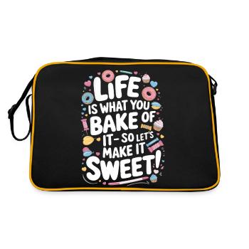 Das Leben ist das, was man daraus backt – also lasst es uns schwanken - Retro Tasche - Schwarz/Gold - Hinten