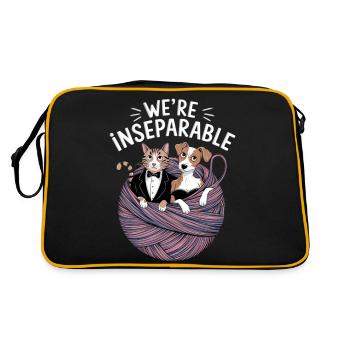 Cute Cat & Dog Inseparable Design - Retro Bag - black/gold - Back