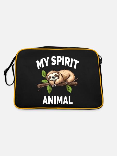 Drôle de paresseux mon animal spirituel - Sac Retro - noir/or