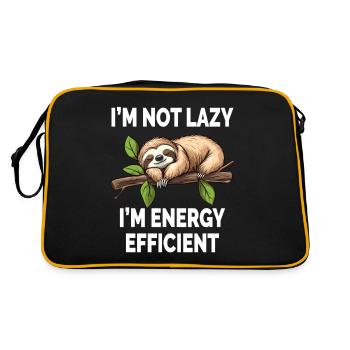 Funny Sloth I'm Not Lazy I'm Energy Efficient - Retro Bag - black/gold - Back