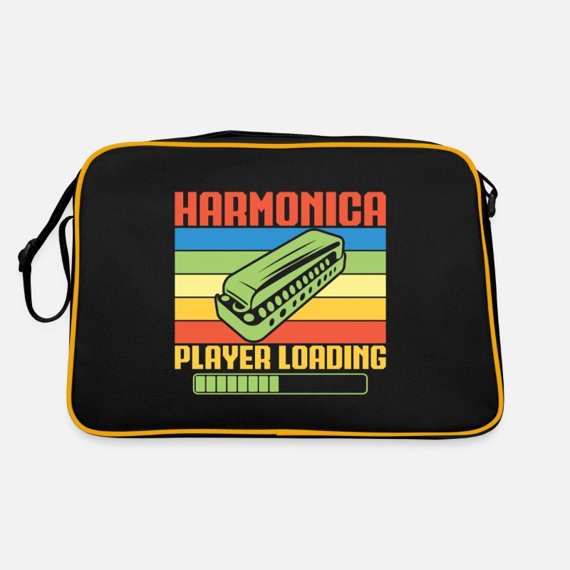 Funny Harmonica Player Loading Harmonica Retro Tasche