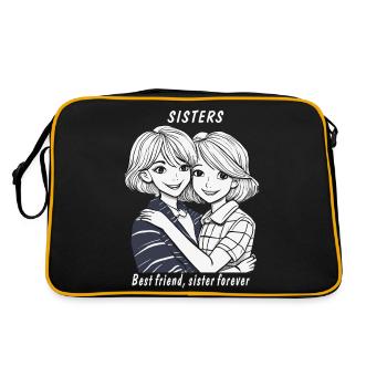 SISTERS Best friend, sister forever - Retro Tasche - Schwarz/Gold - Hinten