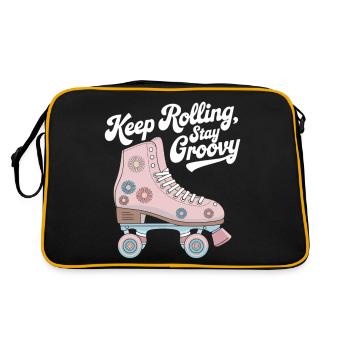 Keep Rolling Stay Groovy Roller Skate Design - Sac Retro - noir/or - Dos