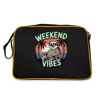 Weekend Vibes – Sloth on the Beach - Retro Bag - black/gold - Back