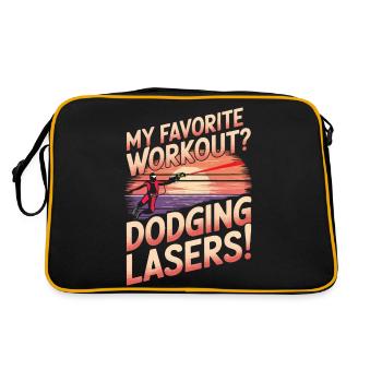 My favorite workout? Dodging lasers! - Retro Bag - black/gold - Back