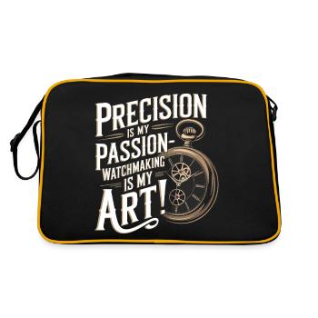 Präzision ist meine Leidenschaft – Uhrmacherei ist meine Kunst! - Retro Tasche - Schwarz/Gold - Hinten