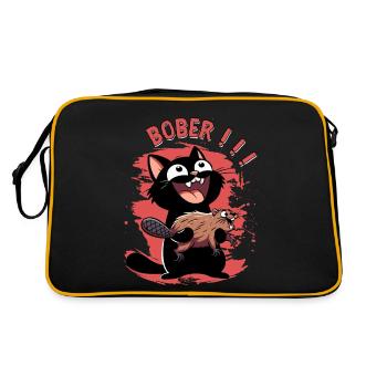 Hyper cat calls "Bober!!" – Animal freak out - Retro Bag - black/gold - Back