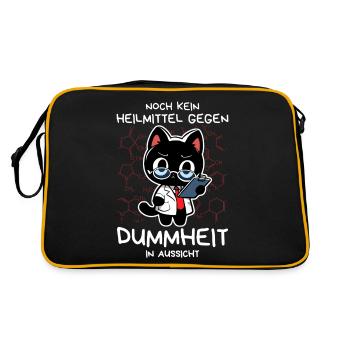 Zynische Forscherkatze – Wissenschaft ohne Gnade - Retro Tasche - Schwarz/Gold - Hinten
