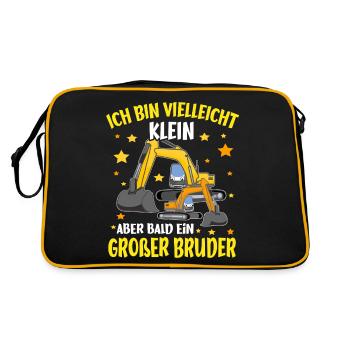 Ich bin bald ein Großer Bruder Bagger - Retro Tasche - Schwarz/Gold - Hinten