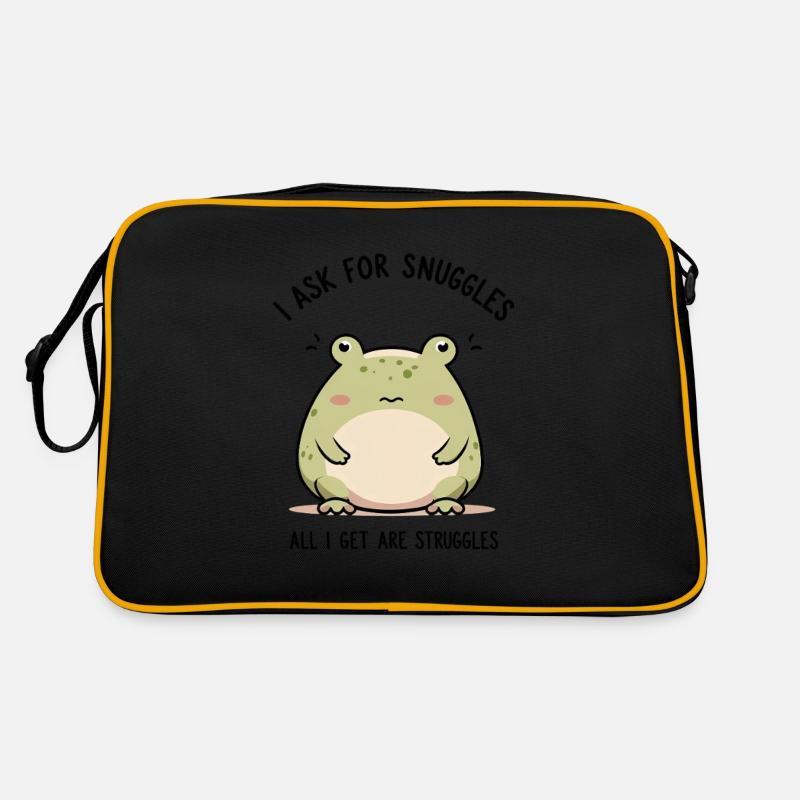 Trauriger Frosch – Kuscheln oder Kämpfen? Retro Tasche