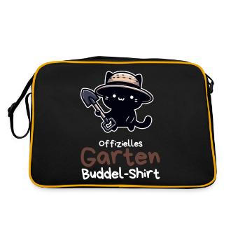 Offizielles Garten Buddel-Shirt mit Katze - Retro Tasche - Schwarz/Gold - Hinten